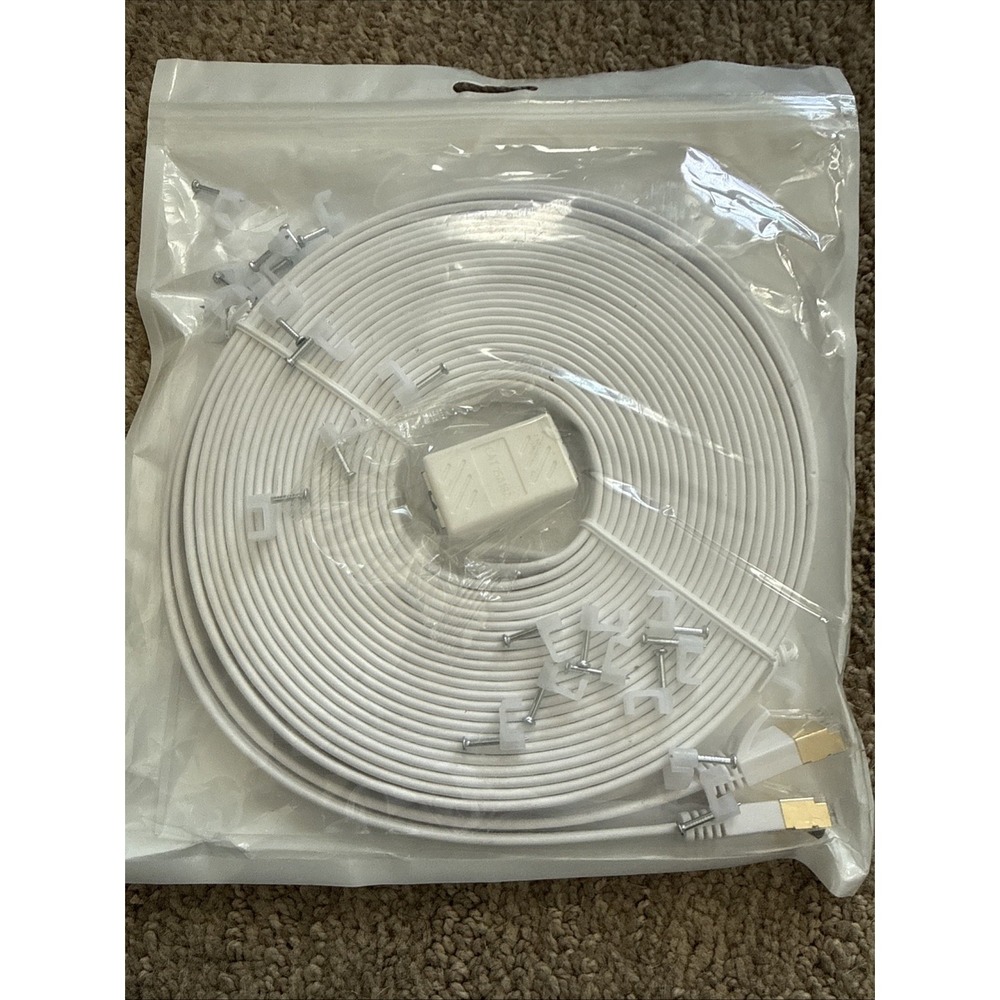 50FT CAT7 Flat Ethernet Cable Internet Router Patch Cord 50 Feet Flat &Connector